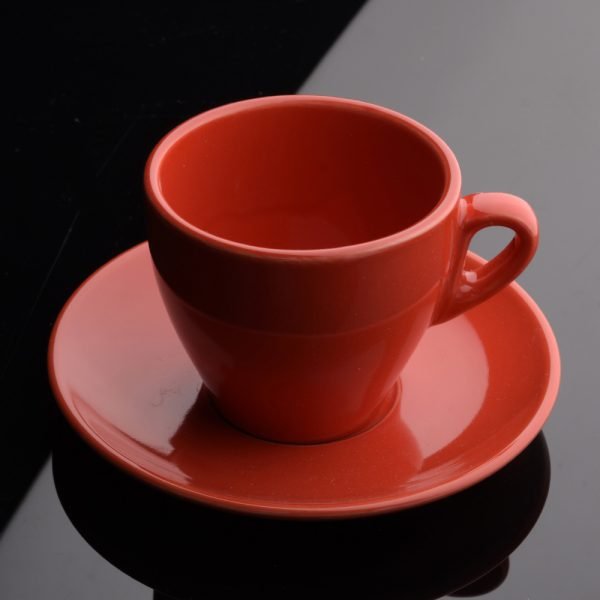 Taza capuccino porcelana roja