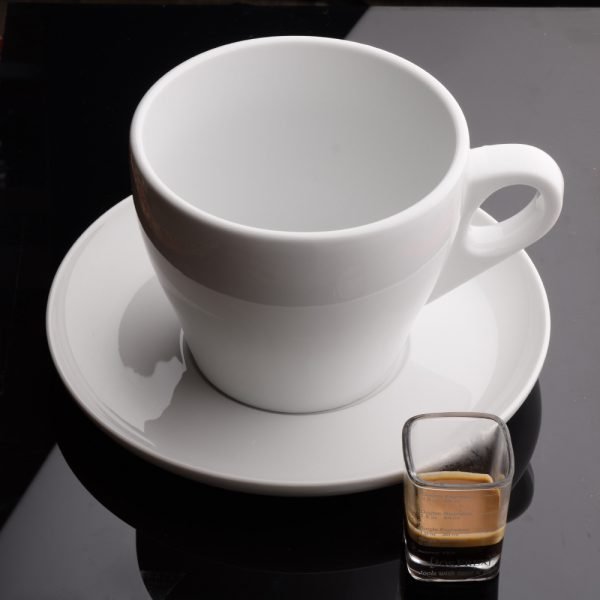 Taza de porcelana grande espresso con vaso medidor